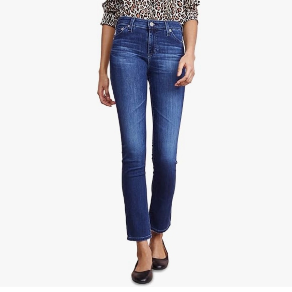 AG Mari High-Rise Slim Straight Leg Jean in “5 years blue essence”